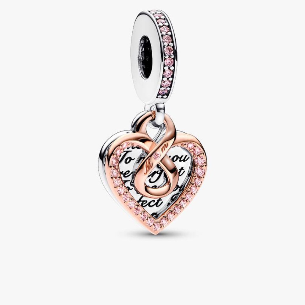 Authentic Pandora : Two-tone Infinity Heart Double Dangle Charm